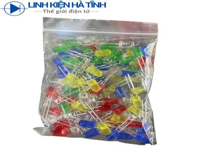 Gói 100 cái LED 5mm màu đỏ, xanh lá cây, vàng, xanh dương và trắng 5 loại, mỗi loại 20 cái